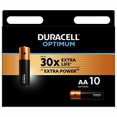 Батарейки КОМПЛЕКТ 10шт DURACELL Optimum AA(LR6,15А), х30 мощность, алкалин пальчиковые, (ш/к 8993), 5014728 фото