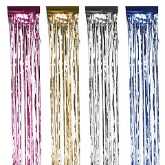 Дождик новогодний, ширина 100 мм, длина 1,5 м, ассорти (серебро, золото, красный, синий), ДН-100 фото