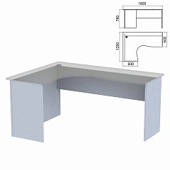 Стол компактный ЧАСТЬ 2 "Арго", 1600х1200х760 мм, левый, серый фото