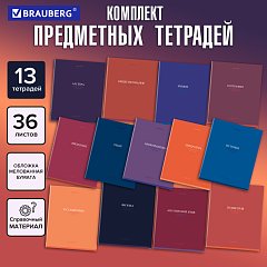 Тетради предметные, КОМПЛЕКТ 13 ПРЕДМЕТОВ, 36л, обложка мелованная бумага, BRAUBERG, КОЛОР, 405161 фото