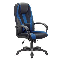 Кресло компьютерное BRABIX PREMIUM "Rapid GM-102", экокожа/ткань, черное/синее, 532106 фото