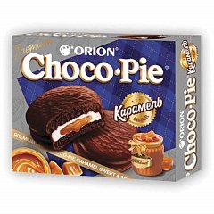 Печенье ORION "Choco Pie Dark Caramel" темный шоколад, карамельное, 360 г (12 штук х 30 г), О0000013514 фото