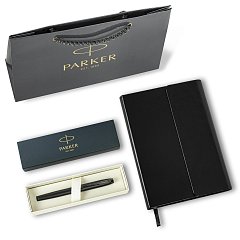 Ручка перьевая PARKER "IM Achromatic Black BT", ежедневник А5 черный, пакет, 880901 фото