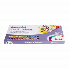 Краски акварельные художественные PENTEL "Water Colours", НАБОР 24 цвета, туба 5 мл, картонная упаковка, WFRS-24 фото