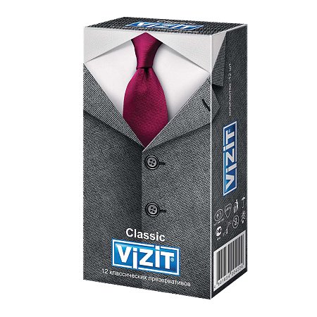Презервативы латексные VIZIT Classic, комплект 12 шт., классические, 101010301 фото