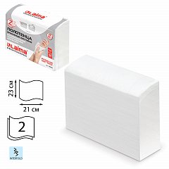 Полотенца бумажные (1 пачка 190 листов) LAIMA (H2) PREMIUM UNIT PACK, белые, 23х21 см, Z-сложение, 126559 фото