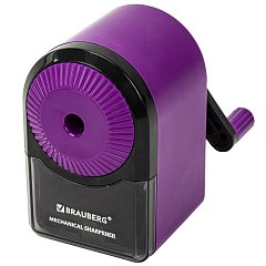 Точилка механическая BRAUBERG ULTRA для чернографитных и цветных карандашей, крепление к столу, цвет корпуса сиреневый с черным, 271341 фото