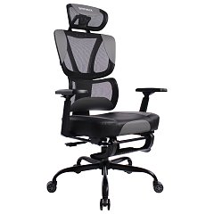 Кресло BRABIX PREMIUM "Venom GM-530", подножка, синхромеханизм, экокожа/сетка, черное/серое, 532951 фото