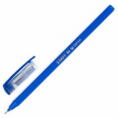 Ручка шариковая масляная STAFF Basic "OBP-320", СИНЯЯ, корпус голубой, узел 0,7 мм, линия письма 0,35 мм, 143023 фото