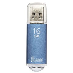Флеш-диск 16 GB, SMARTBUY V-Cut, USB 2.0, металлический корпус, синий, SB16GBVC-B фото
