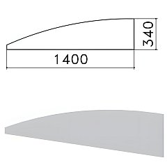 Экран-перегородка "Монолит", 1400х16х340 мм, БЕЗ ФУРНИТУРЫ (код 640237), серый, ЭМ21.11 фото