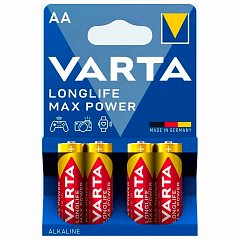 Батарейки алкалиновые "пальчиковые" КОМПЛЕКТ 4 шт VARTA LONGLIFE MAX POWER, АА (LR6,2, 4706101404 фото