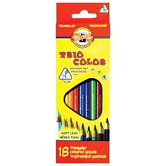 Карандаши цветные KOH-I-NOOR "Triocolor", 18 цветов, трехгранные, грифель 3,2 мм, натуральное дерево, 3133/18, 3133018004KSRU фото