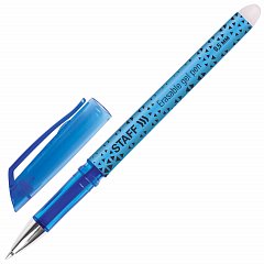 Ручка стираемая гелевая STAFF "College GP-199", СИНЯЯ, хромированные детали, узел 0,5 мм, линия письма 0,35 мм, 142494 фото