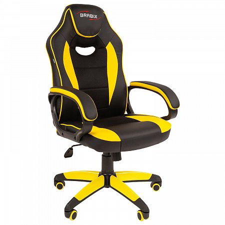 Кресло компьютерное BRABIX "Blaze GM-162", TW/экокожа, черное/желтое, 532579, 7083507 фото