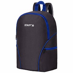 Рюкзак STAFF TRIP универсальный, 2 кармана, черный с синими деталями, 40x27x15,5 см, 270786 фото