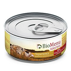 BioMenu SENSITIVE Консервы д/кошек мясной паштет с Перепелкой  95%-МЯСО 100гр*24 фото