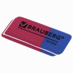 Ластик BRAUBERG "Assistant 80", 41х14х8 мм, красно-синий, прямоугольный, скошенные края, 221034 фото