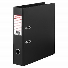 Папка-регистратор BRAUBERG с двухсторонним покрытием из ПВХ, 70 мм, черная, 222649 фото