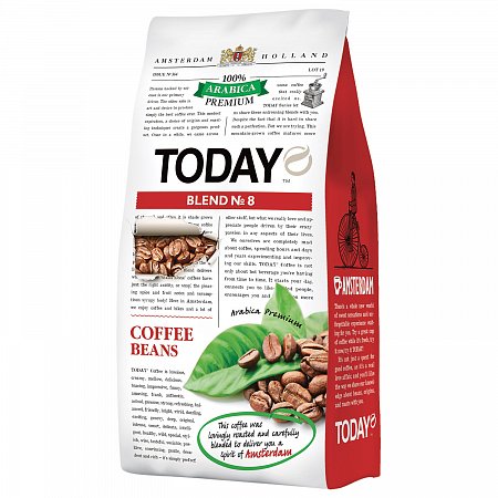 Кофе в зернах TODAY "Blend №8", натуральный, 800 г, 100% арабика, вакуумная упаковка, ТО80004003 фото