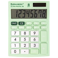 Калькулятор настольный BRAUBERG ULTRA PASTEL-08-LG, КОМПАКТНЫЙ (154x115 мм), 8 разрядов, двойное питание, МЯТНЫЙ, 250515 фото