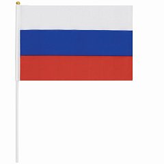 Флаг России ручной 30х45 см, без герба, с флагштоком, BRAUBERG, 550182, RU14 фото
