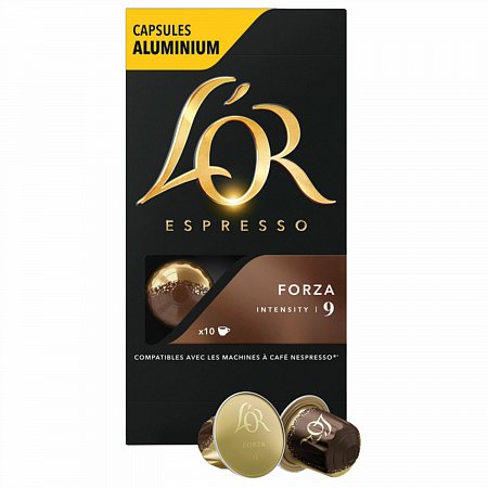 Кофе в алюминиевых капсулах L'OR "Espresso Forza" для кофемашин Nespresso, 10 порций, 4028605 фото