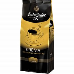 Кофе в зернах AMBASSADOR "Crema", 1 кг, вакуумная упаковка фото