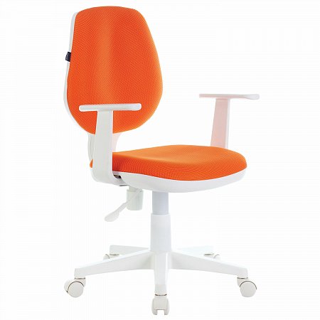 Кресло BRABIX "Fancy MG-201W", с подлокотниками, пластик белый, оранжевое, 532410, MG-201W_532410 фото