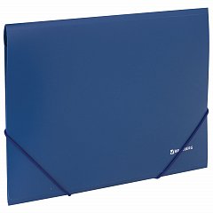 Папка на резинках BRAUBERG, стандарт, синяя, до 300 листов, 0,5 мм, 221623 фото