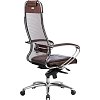 Кресло офисное МЕТТА "SAMURAI" SL-1.04, сверхпрочная ткань-сетка/рециклированная кожа, темно-коричневое
