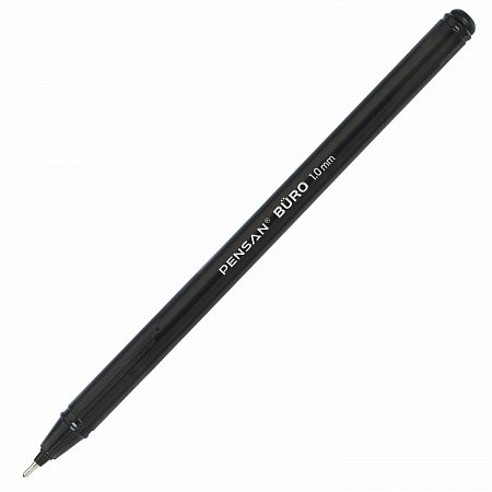 Ручка шариковая масляная PENSAN "Buro", ЧЕРНАЯ, игольчатый узел 1 мм, линия письма 0,8 мм, 2270 фото