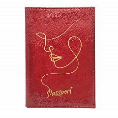 Обложка для паспорта натуральная кожа наплак, тиснение золотом "Трафарет", красная, BRAUBERG, 238211 фото