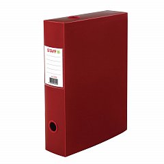Короб архивный (330х245 мм), 70 мм, пластик, разборный, до 750 листов, красный, 0,7 мм, STAFF, 237276 фото
