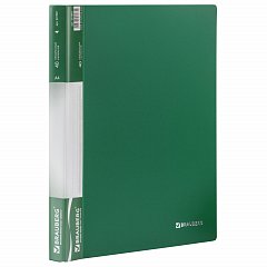 Папка 40 вкладышей BRAUBERG стандарт, зеленая, 0,7 мм, 221601 фото