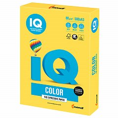 Бумага цветная IQ color БОЛЬШОЙ ФОРМАТ (297х420 мм), А3, 80 г/м2, 500 л., интенсив канареечно-желтая, CY39 фото