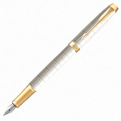 Ручка перьевая PARKER "IM Premium Pearl GT", корпус жемчужный лак, позолоченные детали, синяя, 2143649 фото