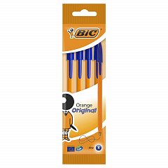 Ручки шариковые BIC "Orange Original Fine", НАБОР 4 шт., СИНИЕ, узел 0,8 мм, линия письма 0,3 мм, пакет, 8308521 фото