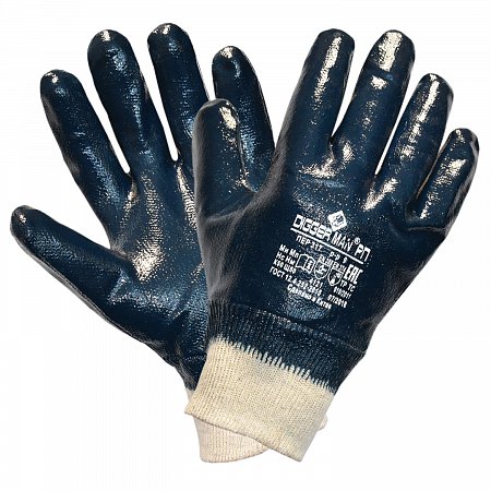 Перчатки хлопковые DIGGERMAN РП, нитриловое покрытие (облив), размер 9 (L), синие, ПЕР317 фото