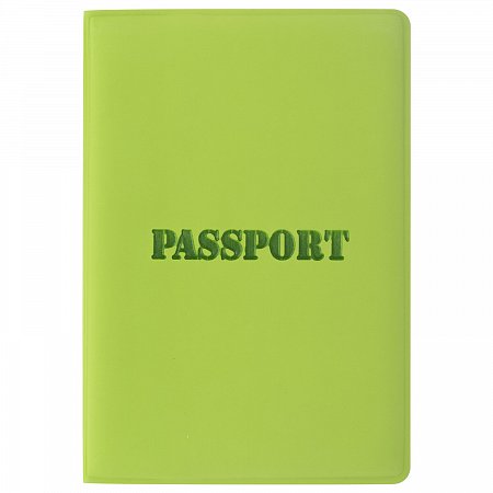 Обложка для паспорта STAFF, мягкий полиуретан, "ПАСПОРТ", салатовая, 237607 фото