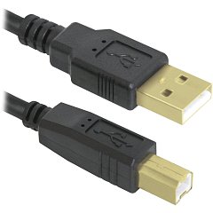 Кабель USB 2.0 AM-BM, 3 м, DEFENDER, 2 фильтра, для подключения принтеров, МФУ и периферии, 87431 фото