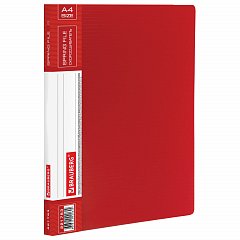 Папка с металлическим скоросшивателем и внутренним карманом BRAUBERG "Contract", красная, до 100 л., 0,7 мм, бизнес-класс, 221783 фото