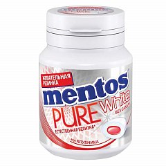 Жевательная резинка MENTOS Pure White (Ментос) "Клубника", 54 г, банка, 67842 фото