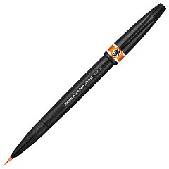 Ручка-кисть PENTEL (Япония) "Brush Sign Pen Artist", линия письма 0,5-5 мм, оранжевая, SESF30C-F фото