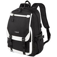 Рюкзак HEIKKI FUSION (ХЕЙКИ) универcальный, USB-порт, черный с белыми вставками, 45х31х15 см, 272578 фото
