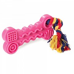 Игрушка для собак из ц/литой резины "Косточка с веревкой", 95/165мм, Triol фото