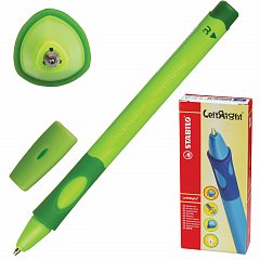 Ручка шариковая с грипом STABILO "Left Right", СИНЯЯ, для правшей, корпус зеленый, узел 0,8 мм, линия письма 0,4 мм, 6328/2-10-41 фото