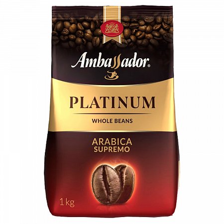 Кофе в зернах AMBASSADOR "Platinum", 100% арабика, 1 кг, вакуумная упаковка фото