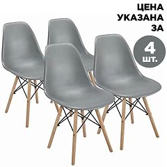 Стулья BRABIX "Eames CF-010", КОМПЛЕКТ 4 шт., пластик серый, опоры дерево/металл, 532632, 2033A фото