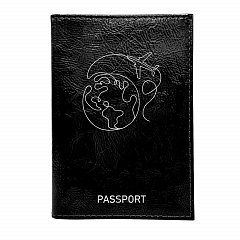 Обложка для паспорта натуральная кожа наплак, тиснение серебром "Трафарет", черная, B фото